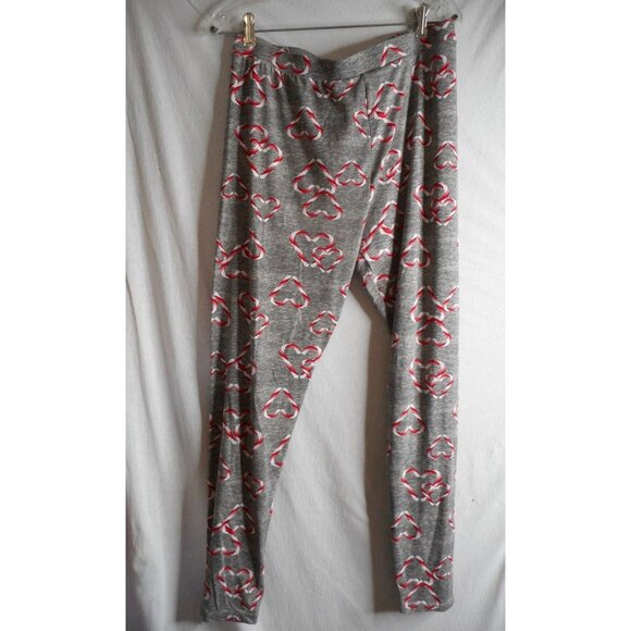 Unknown Pants - Grey Candy Cane in heart shapes knit  leggings 2x